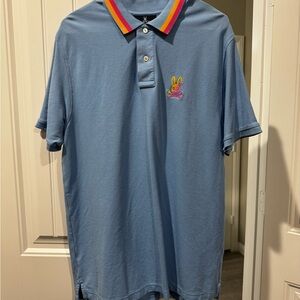 Psycho Bunny Blue and Red Polo Shirt Casual Style